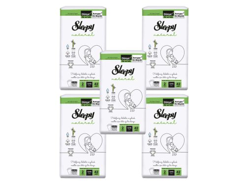 5 x Sleepy Natural Ultra Sensitive Bambusz nadrágpelenka Mini 2 (3-6kg)/210db