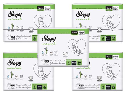 5xSleepy Natural Ultra Sensitive Bambusz nadrágpelenka Maxi 4 (7-14)/150db