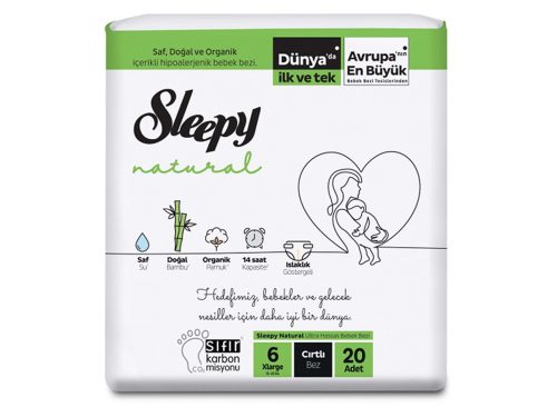 Sleepy Natural Ultra Sensitive Bambusz pelenka XL 6 (15-25)(20db)