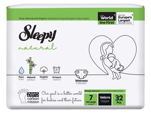Sleepy Natural Ultra Sensitive Bambusz nadrágpelenka XXL 7  (20-30)/32db