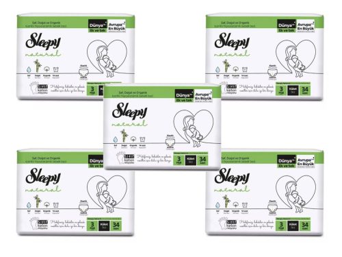 Sleepy Natural Ultra Sensitive Bambusz bugyipelenka Midi 3 (4-9)(170db)
