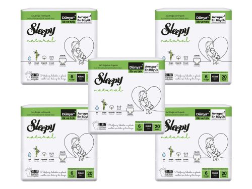 5xSleepy Natural Ultra Sensitive Bambusz bugyipelenka ECO XL 6 (15-25)/100db
