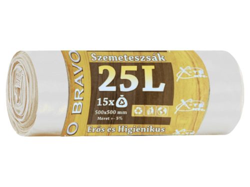 Bravo szemeteszsák fehér 25L 50x50cm - Erős, higiénikus - 15db