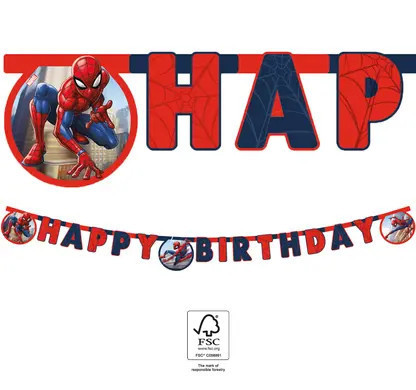Spiderman Crime Fighter, Pókember Happy Birthday felirat FSC 2 m
