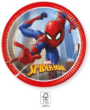 Spiderman Crime Fighter, Pókember papírtányér 8 db-os 20 cm FSC