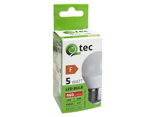 Q-TEC LED izzó kisgömb 5W-G45-E27-4200K - SEMLEGES fehér