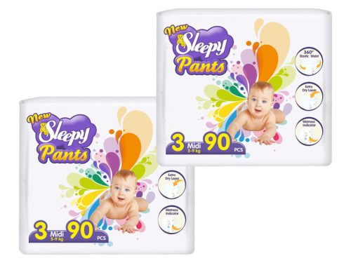 New Sleepy gumisderekú bugyipelenka vizeletjelző csíkkal Midi 3 (5-9)(180db)