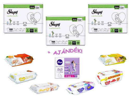 Sleepy Natural nadrágpelenka (96db) és törlőkendő (6) + ajándék - XXL 7