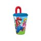 Super Mario Mushroom Kingdom szívószálas műanyag pohár 430 ml