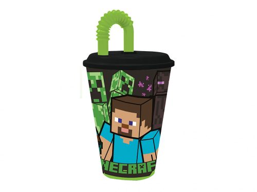 Minecraft Szívószálas műanyag pohár 430 ml 